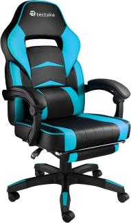 TecTake 800769 Bürostuhl mit Fußstütze, Chefsessel mit Lendenkissen, ergonomischer Schreibtischstuhl mit Armlehnen, höhenverstellbarer Gaming Stuhl - Diverse Farben - (Azur | Nr. 404741)