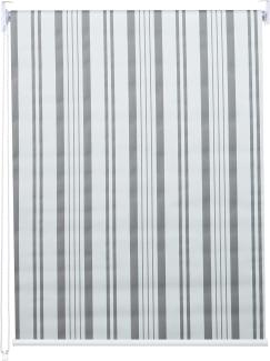 Rollo HWC-D52, Fensterrollo Seitenzugrollo Jalousie, 110x160cm Sonnenschutz Verdunkelung blickdicht ~ grau/weiß