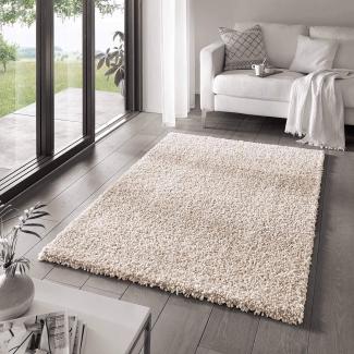 Taracarpet Shaggy Teppich Wohnzimmer Venezia Hochflor Langflor Teppiche modern Creme 160x230 cm