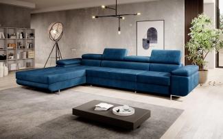 Designer Sofa Calvera Maxi mit Schlaf- und Klappfunktion (Samt) Blau Links