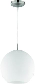 Kugellampe, Glas, weiß, Nickel matt, H 150cm
