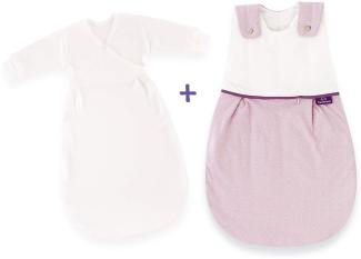 Träumeland 'LIEBMICH' 3tlg. Babyschlafsack-Set, Punkte rosa, Größe 50/56, mit umlaufendem Reißverschluss, inkl. 2 Innenschlafsäcken