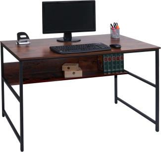 Schreibtisch HWC-K80, Bürotisch Computertisch Arbeitstisch Ablage, Metall MDF 120x60cm ~ braun