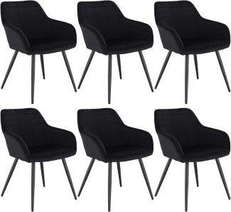 WOLTU 6 x Esszimmerstühle 6er Set Esszimmerstuhl Küchenstuhl Polsterstuhl Design Stuhl mit Armlehnen, mit Sitzfläche aus Samt, Gestell aus Metall, Schwarz, BH93sz-6
