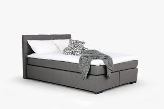 Mivano Beast Boxbett, Komfortables Bett mit Durchgehender Matratze (H3) und Topper, Flachgewebe Karoo Grau, Liegefläche 160 x 200 cm