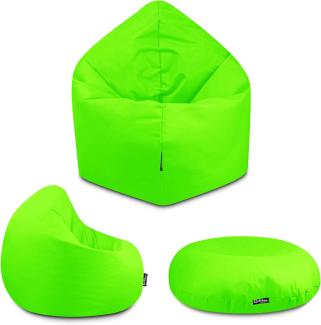 BuBiBag - 2in1 Sitzsack Bodenkissen - Outdoor Sitzsäcke Indoor Beanbag in 32 Farben und 3 Größen - Sitzkissen für Kinder und Erwachsene (100 cm Durchmesser, Neongrün)