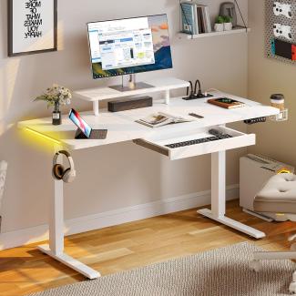YITAHOME Höhenverstellbarer Schreibtisch 120x60cm,Schreibtisch Höhenverstellbar Elektrisch mit Steckdose,Ergonomischer Steh-Sitz Tisch mit Vierteilige Tischplatte, Computertisch mit Memory Funktion