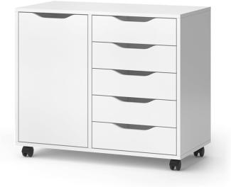 Vicco Sideboard Otwin Weiß 78 x 61,5 cm mit 5 Schubladen und 1 Tür