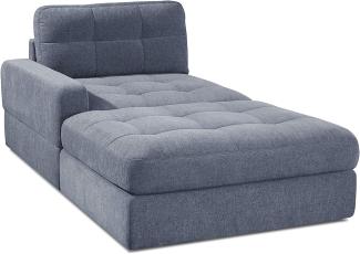 CAVADORE Sofa-Modul Faro / Longchair mit Armteil links / Recamiere passend zu den Couch-Modulen Faro / 112 x 88 x 195 / Chenille, blau