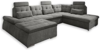 Couch NALO Sofa Schlafcouch Wohnlandschaft Bettsofa braun-schwarz U-Form rechts