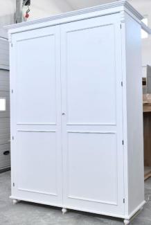 Casa Padrino Landhausstil Schlafzimmerschrank Weiß 200 x 70 x H. 270 cm - Massivholz Kleiderschrank mit 2 Türen - Massivholz Schlafzimmer Möbel - Landhausstil Möbel
