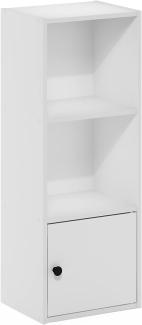 Furinno Luder Bücherregal mit 3 Etagen, mit 1 Türen, Weiß