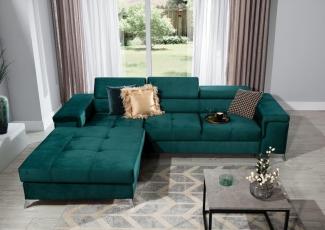 Designer Sofa Elegante mit Schlaf- und Klappfunktion Grün Links