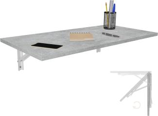 Wandklapptisch Schreibtisch Tischplatte 80x40 cm in Beton Klapptisch Esstisch Küchentisch für die Wand Bartisch Stehtisch Wandtisch Tisch klappbar zur Wandmontage im Büro Küche