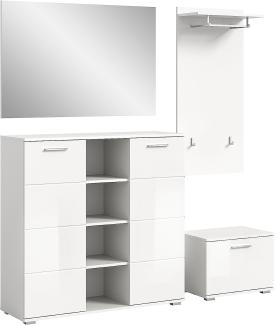 Garderobe Set 4-teilig Prego in weiß Hochglanz 180 x 191 cm