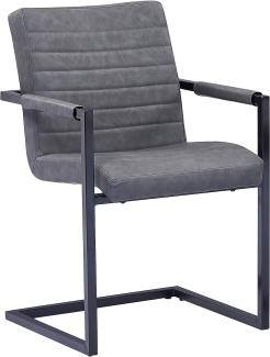SAM® Esszimmerstuhl Kunstleder schwarz matt Parzivo, Stuhl mit Armlehnen, Schwingstuhl mit Eisen-Fuß