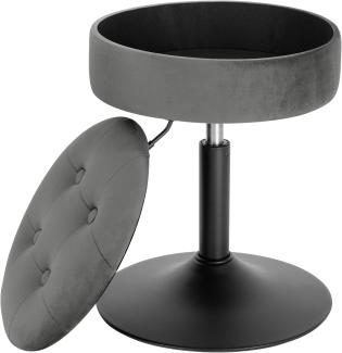 WOLTU Verstellbarer Sitzhocker Stuhl, Arbeitshocker Bürohocker Hocker mit Stauraum, niedriger Barhocker aus Samt für Kneipe Esszimmer, Dunkelgrau, 49,5-65 cm, BH329dgr-1