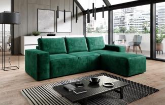 Designer Sofa Solaris mit Schlaffunktion und Stauraum Grün Rechts
