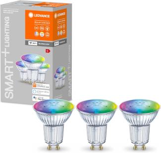 LEDVANCE LED-Reflektorlampe mit WiFi Technologie, Sockel GU10, Lichtfarbe änderbar (2700-6500K), RGB Farben , Dimmbar, ersetzt Reflektorlampen mit 32 W, SMART+ WiFi SPOT RGBW, 3er-Pack