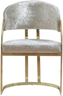 Casa Padrino Luxus Esszimmer Stuhl mit Armlehnen Silber / Gold H. 88 cm