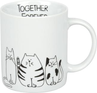 Könitz Funny Cats Becher, Tasse, Kaffeetasse, Porzellan, Katzen, Weiß, 300 ml, 11 1 002 2075