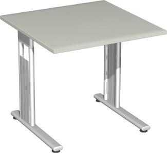 'C-Fuß Flex' Schreibtisch, lichtgrau/ silber, 72 x 80 x 80 cm