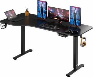 Casaria Höhenverstellbarer Schreibtisch mit Tischplatte 160 x 75cm L- Form Elektrisch LCD- Display Stahlgestell Büro Gaming Computertisch Carbon Optik