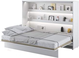 Schrankbett Bed Concept, Wandklappbett mit Lattenrost, V-Bett, Wandbett Bettschrank Schrank mit integriertem Klappbett Funktionsbett (BC-04, 140 x 200 cm, Weiß/Weiß, Horizontal)