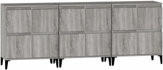 Sideboards 3 Stk. Grau Sonoma 60x35x70 cm Holzwerkstoff (Farbe: Grau)