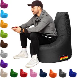 Patchhome Gamer Kissen Lounge Kissen Sitzsack Sessel Sitzkissen In & Outdoor geeignet fertig befüllt | Schwarz - Ø 75cm x Höhe 80cm - in 2 Größen und 25 Farben