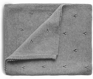 mushie Gestrickte Decke für Baby & Kinder | Decke auf 80x100 cm & 100% Bio-Baumwolle | Vielseitig & Perfekt für jedes Wetter (Textured Dots Gray Melange)