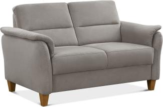 CAVADORE 2er-Sofa Palera mit Federkern / Kompakte Zweisitzer-Couch im Landhaus-Stil / passender Sessel und Hocker optional / 149 x 89 x 89 / Mikrofaser, Hellgrau