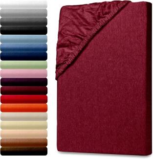 Jersey Spannbettlaken Betttuch Extralang 100x220cm 100% Baumwolle 130g/m² Öko-Tex Standard 100 Bordeaux