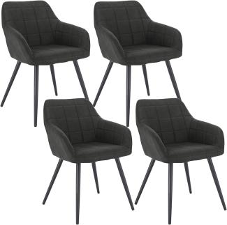 WOLTU 4 x Esszimmerstühle 4er Set Esszimmerstuhl Küchenstuhl Polsterstuhl Design Stuhl mit Armlehne, mit Sitzfläche aus Stoffbezug, Gestell aus Metall, Anthrazit, BH224an-4