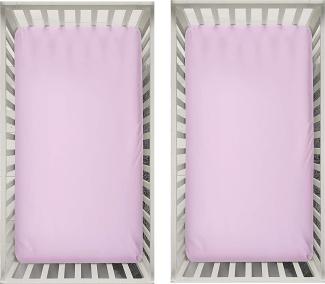 DuDu N Girlie für Kinderbett, Baumwolle Jersey Spannbettlaken, 70 x 140 cm, rosa, 2 Stück