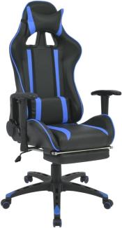 vidaXL Neigbarer Racing-Bürostuhl mit Fußstütze Blau