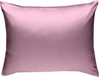 Bettwaesche-mit-Stil Mako-Satin / Baumwollsatin Bettwäsche uni / einfarbig rosa Kissenbezug 70x90 cm