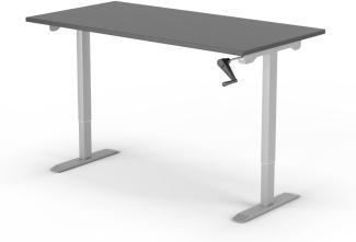 manuell höhenverstellbarer Schreibtisch EASY 160 x 80 cm - Gestell Grau, Platte Anthrazit
