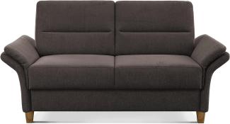 CAVADORE 2er Sofa Wyk / 2-Sitzer-Couch im Landhausstil mit Federkern + Holzfüßen / 166 x 90 x 89 / Chenille, Braun