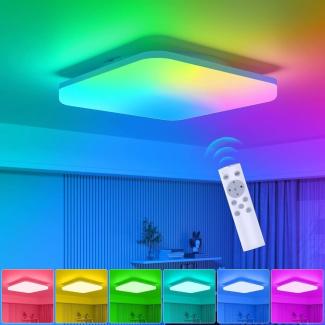 STANBOW LED Deckenleuchte Dimmbar, 18W Deckenlampe Farbwechsel mit 3000k-6500k und 6 Lichtfarben für Badezimmer/Schlafzimmer,/Wohnzimmer, Quadrat Wasserdicht IP54 Badlampe Decke 220x480mm, Warmweiß