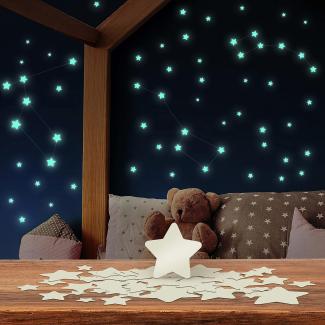 Leuchtsterne Kinderzimmer [SELBSTKLEBEND] Kinderfreude garantiert - 400 Sternenhimmel Aufkleber - Rückstandslos zu entfernen- inkl. Sternzeichenanleitung