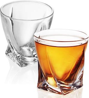 Intirilife 2x Whisky Glas in KRISTALL KLAR 'TWISTED' – Old Fashioned Whiskey Kristallglas Bleifrei im Sculpture Design spülmaschinengeeignet perfekt für Scotch, Bourbon, Whisky uvm.