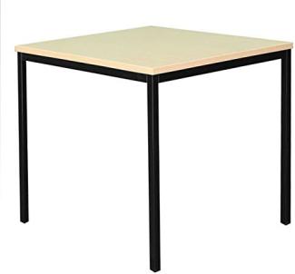 Schreibtisch Profi Besprechungstisch Büromöbel Verkaufstisch Computertisch 80 x 80 cm RAL 9005 Schwarz/Buche Dekor 331011