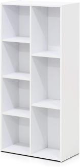 Furinno offenes Bücherregal mit 7 Fächern, Holz, Weiß, 49. 5 x 23. 9 x 105. 9 cm