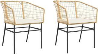 Gartenstühle 2 Stk. mit Kissen Braun Poly Rattan 369101