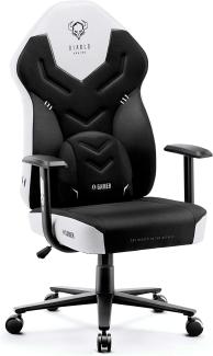 Diablo X-Gamer 2. 0 Gaming Stuhl Bürostuhl Stoffbezug Ergonomisches Design Lendenwirbelkissen Softpadauflage (Schwarz-Weiß)