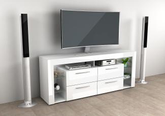 FMD Möbel - VIBIO 3 - TV/Hifi Lowboard - melaminharzbeschichtete Spanplatte - weiß Edelglanz/Hgl weiß - 180 x 72,7 x 41,3cm
