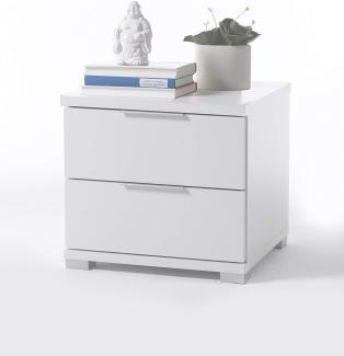 Universal Nachttisch in Weiß - Moderner Nachtschrank mit zwei Schubladen für Ihr Bett - 46 x 43 x 42 cm (B/H/T)