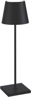 Zafferano Poldina Pro Black Limited Edition Kabellose LED-Tischlampe Wiederaufladbar Touch-Dimmer - Kabelloses Aufladen, IP65 Innen/Außeneinsatz, Lange Lebensdauer, Aluminium, H38cm - Schwarz