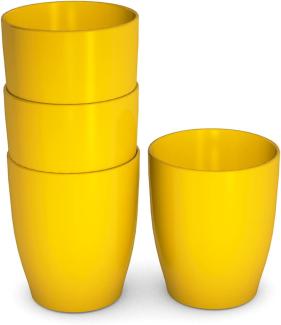 Ornamin Kinderbecher 120 ml gelb, 4er-Set Trinklernbecher, liegt sicher und gut greifbar in der Kinderhand Melamin, BPA-frei Kindertasse, Trinkbecher, Kunststoffbecher